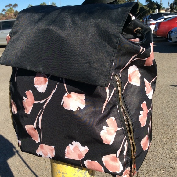 A New Day Black/Pink Flower Backpack - Picture 7 of 12